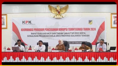 Rakor Pencegahan Korupsi Terintegrasi Bersama KPK, Sekdaprov Sulteng Paparkan Anggaran Pokir