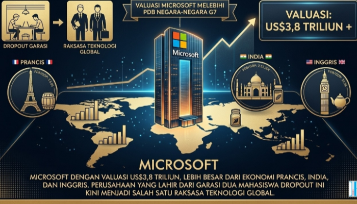 Dibangun Dua Mahasiswa Drop-out Dari Garasi, Microsoft Miliki Valuasi Diatas GDP Prancis dan Inggris
